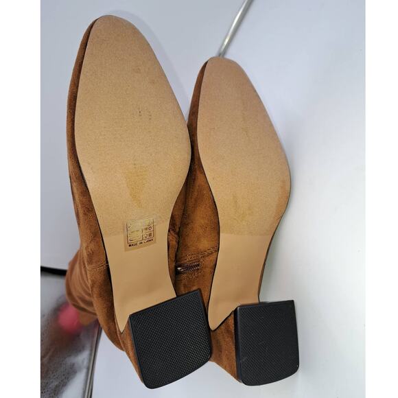 Dream Pairs Over The Knee Caramel Brown Low Sculpted Heel Elastic Band Boots 9 - Picture 4 of 7